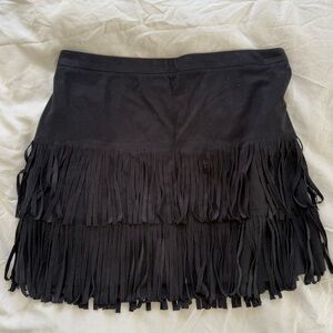 Hollister Black Suade Fringe Mini Skirt